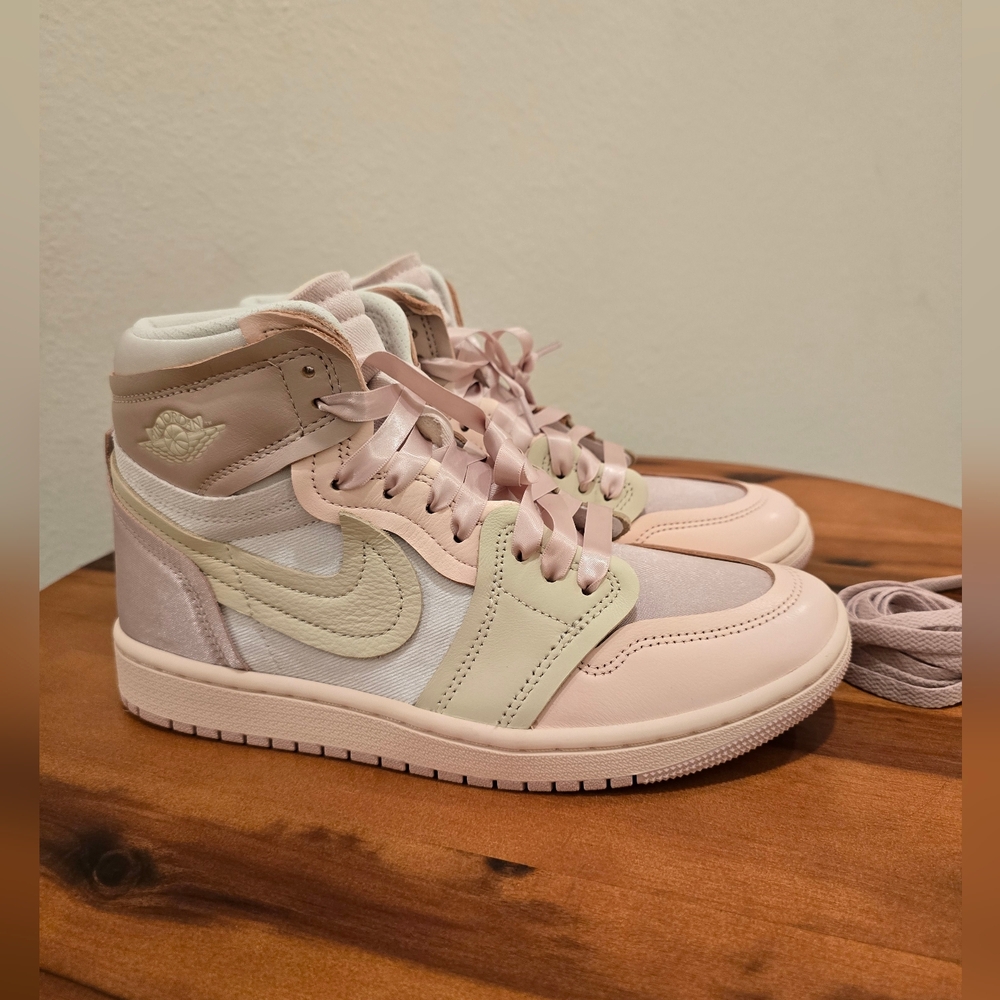 Jordan Women's High-Top Sneakers in Pale Pink and Cream